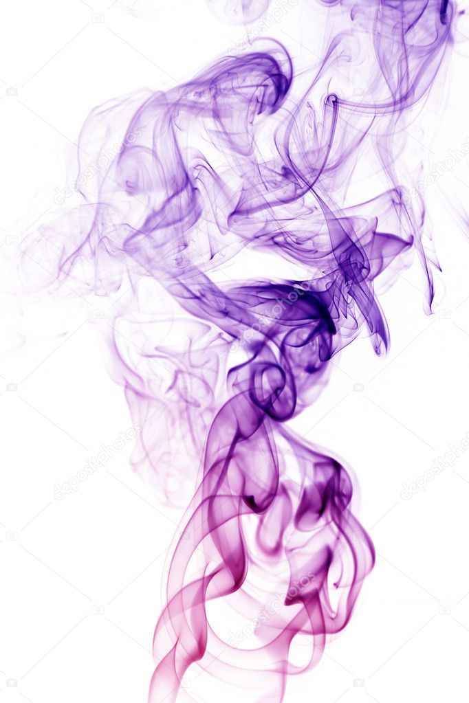 Wave and smoke of different colors isolated on white