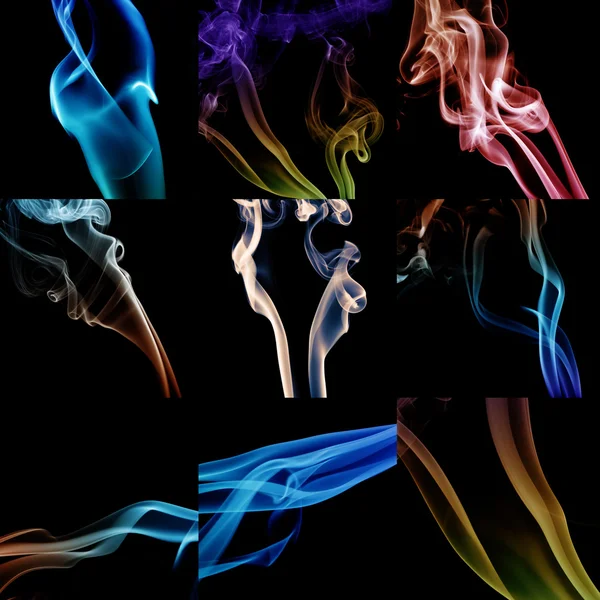 Collage of wave and smoke of different colors — Stock Photo, Image
