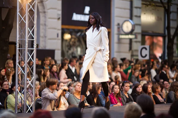 stock image PRAGUE-SEPTEMBER 24 A model walks the runway during the 2011 au