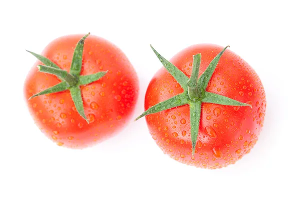 白い部分に水が落ちるトマト — ストック写真