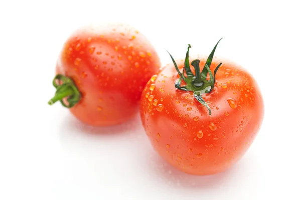 Pomidor z kroplami wody izolowane na białym — Zdjęcie stockowe