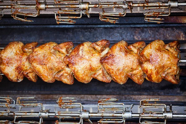 Chicken grilled on a skewer background — Stock Photo, Image