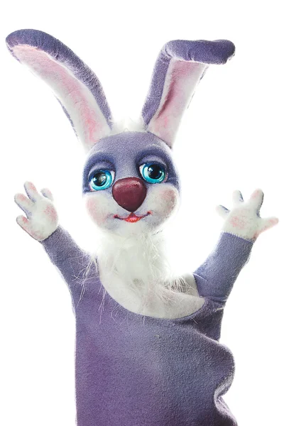 Marionett rolig kanin isolerad på vit — Stockfoto