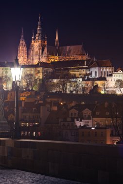 Beautiful night view of Prague Castle clipart