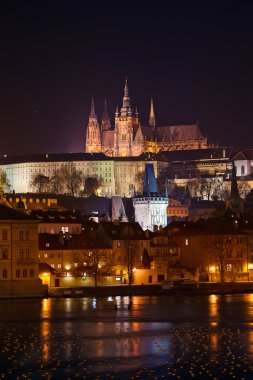 Beautiful night view of Prague Castle clipart