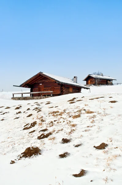 Sam stary zima domki — Zdjęcie stockowe