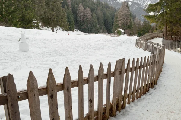 Winter landscape fence — Stock Photo, Image