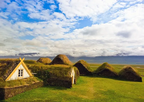 Turfed житла в Ісландії Ліцензійні Стокові Зображення