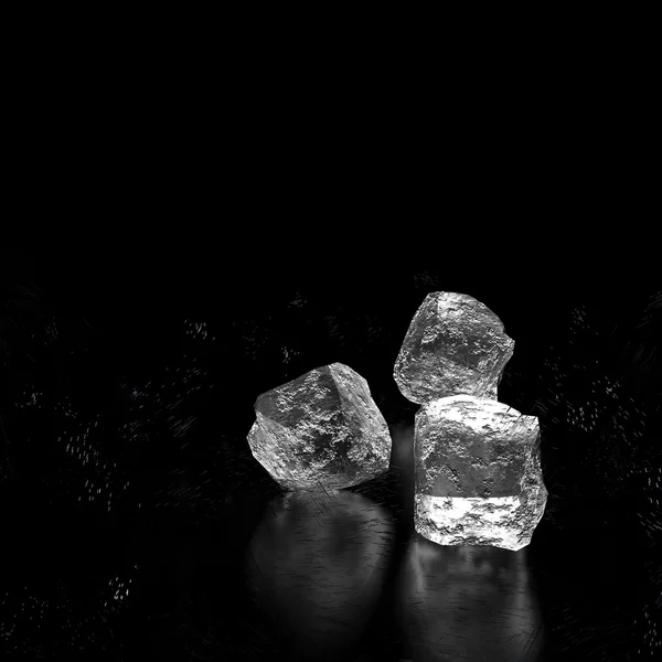 Cubes of ice on a black background for avd — Stock Photo, Image