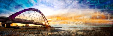 Color Red Bridge Sunset, Chuk Yuen, Taoyuan County, Taiwan clipart