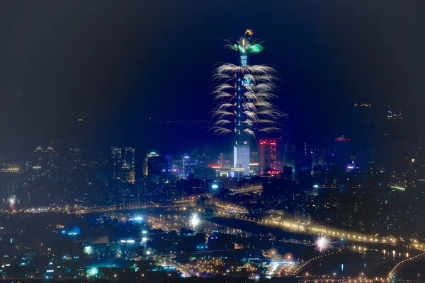 台北市燃放的烟花 — 图库照片