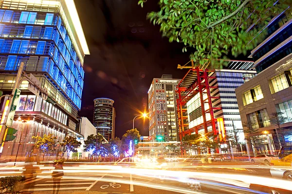 Éjszakai város Taipei, Tajvan — Stock Fotó