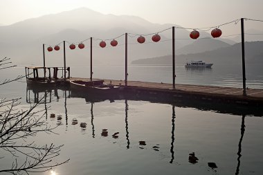 Chiang Kai Shek Pier, Sun Moon Lake, Nantou, Taiwan clipart