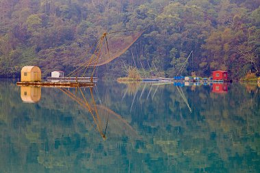 geleneksel balıkçı araçları güneş ay Gölü, nantou, Tayvan