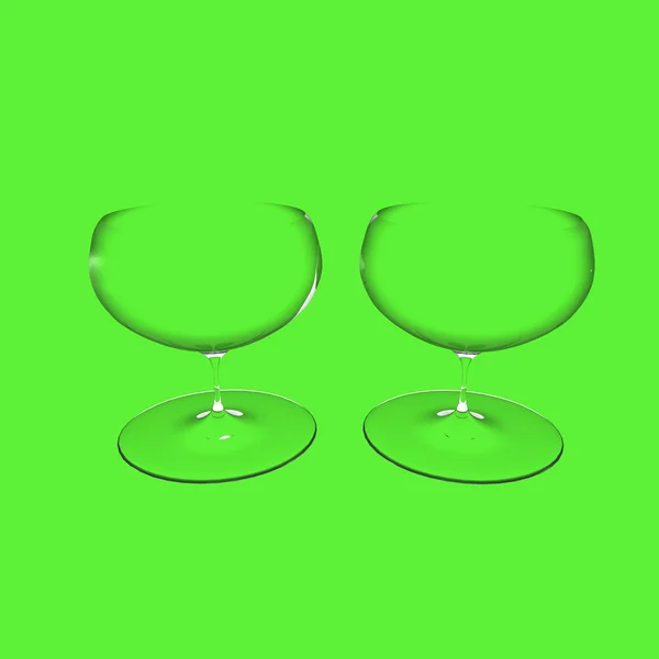 Wine glass isolated on green — Stock Photo, Image