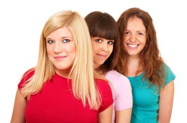 üç kadın esmer, sarışın ve Kızıl saçlı üst üste