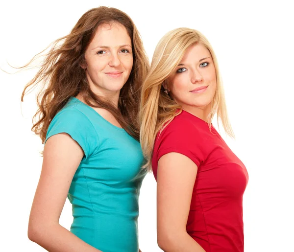 Portrait of two women redhead and blonde — Stock Photo, Image