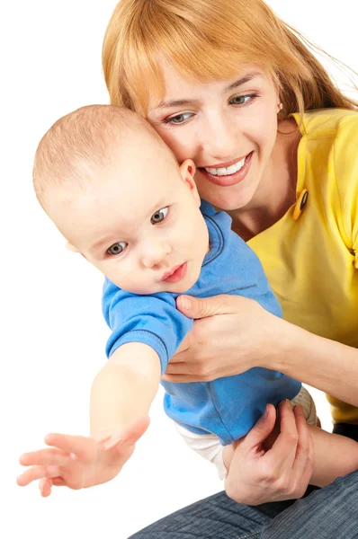 Giovane madre e figlio in contatto — Foto Stock