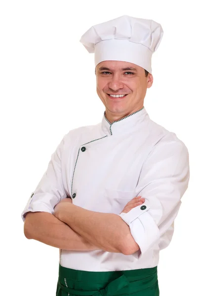 Улыбающийся шеф-повар в форме — стоковое фото
