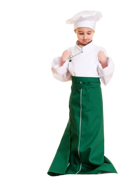 制服を試してみるに小さな男の子 cookee ストックフォト