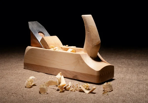 stock image Carpenter plane with shavings