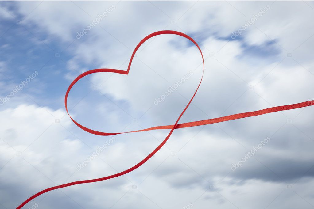 Red Ribbon Forming Heart Shape On White Background Valentines Day Concept  Stock Photo - Download Image Now - iStock
