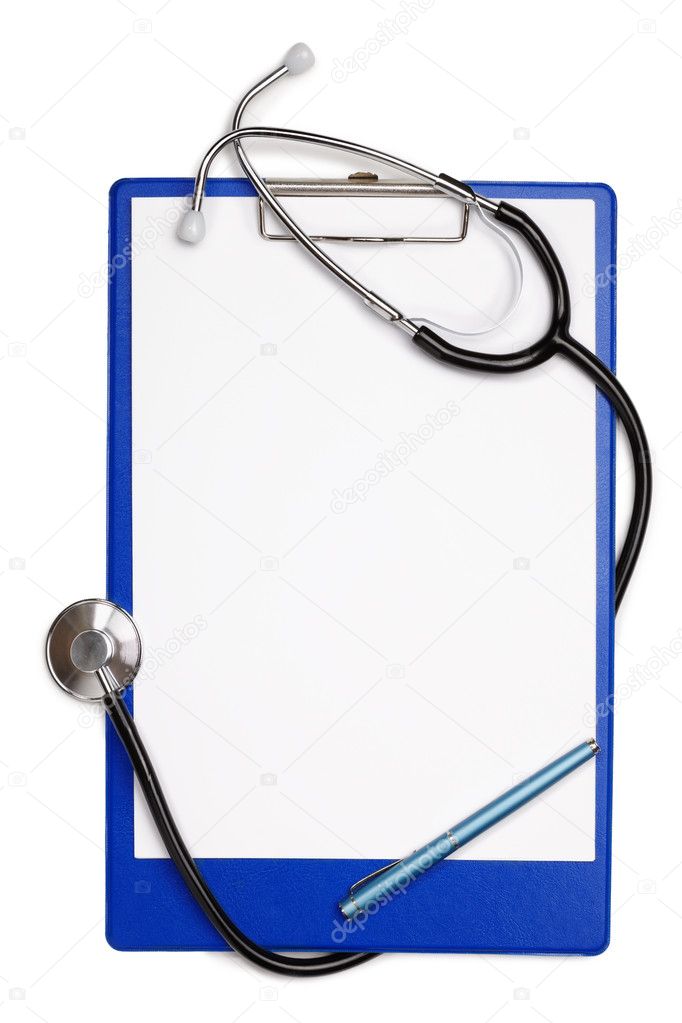 Blank clipboard with stethoscope