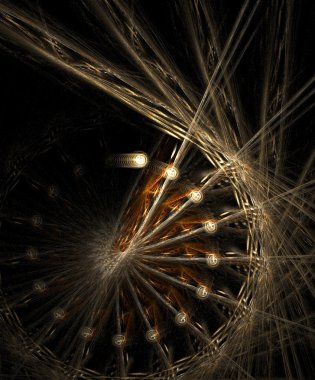 Golden wheel fractal background clipart