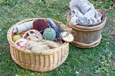 Handcraft items in baskets clipart