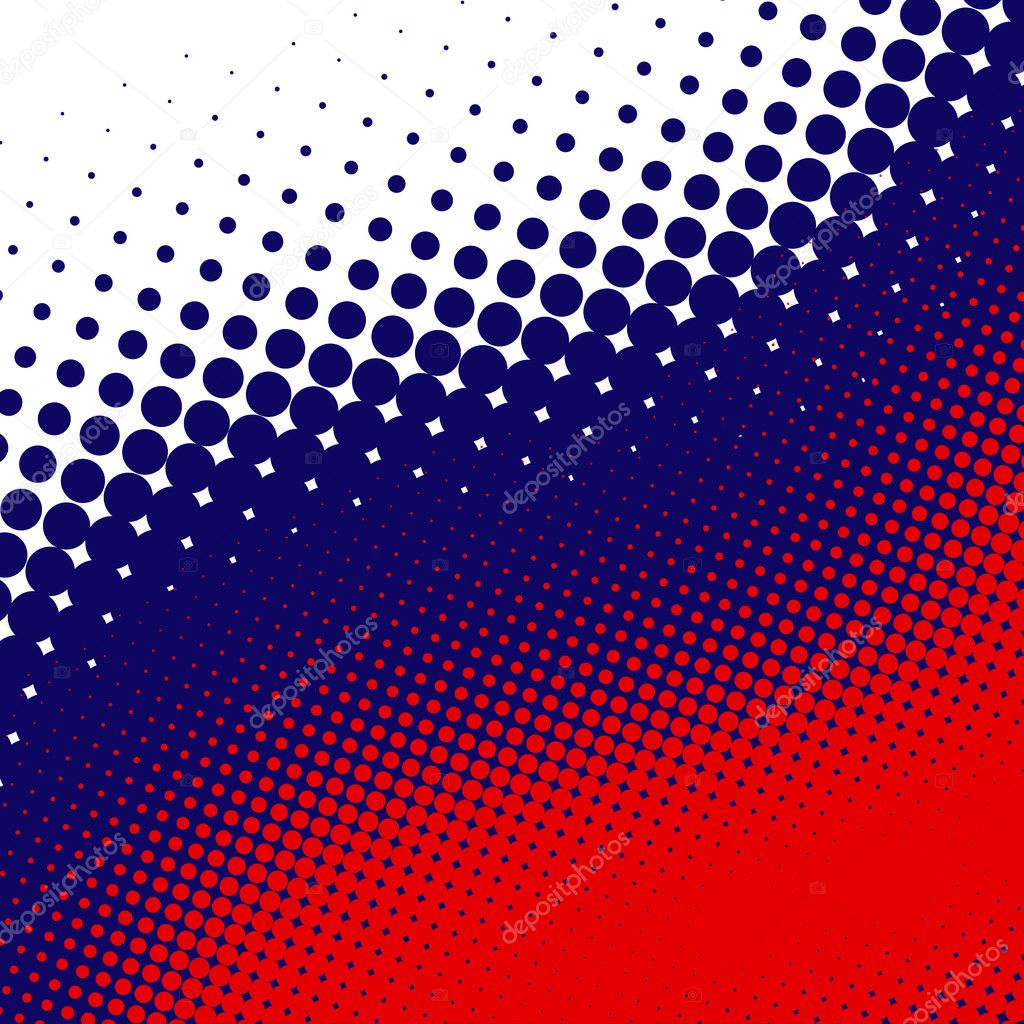 Blue, red, white halftone