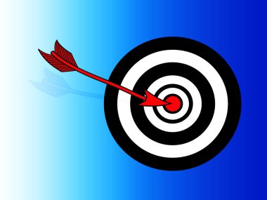 Arrow hitting the bullseye clipart