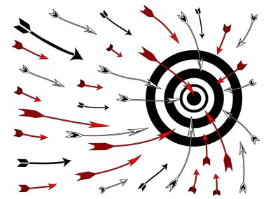 Arrows flying into bullseye clipart