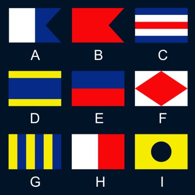 Maritime signal flags A-I clipart