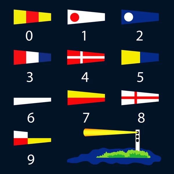 stock vector Nautical signal flags - number