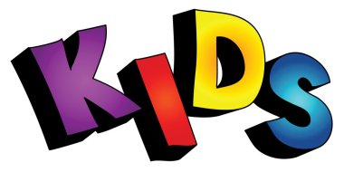 3D kids text isolated