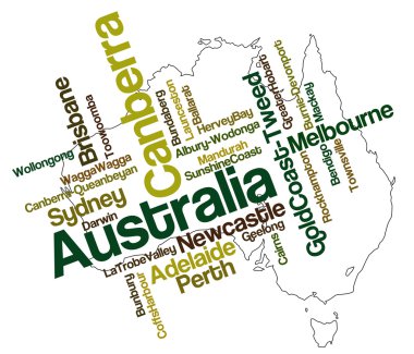 Australia map and cities clipart