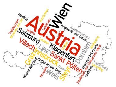 Austria map and cities clipart