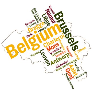 Belgium map and cities clipart