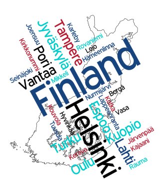 Finland map and cities clipart