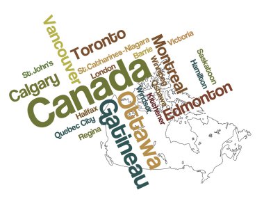 Canada map and cities clipart