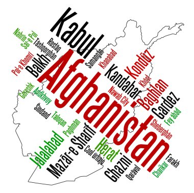 Afghanistan map and cities clipart
