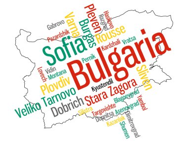 Bulgaria map and cities clipart