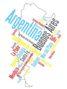 Argentina map and cities clipart