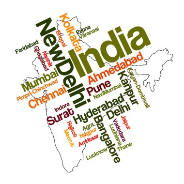 India map and cities clipart