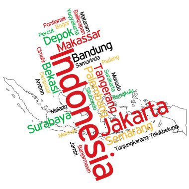 Indonesia map and cities clipart