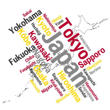 Japan map and cities clipart