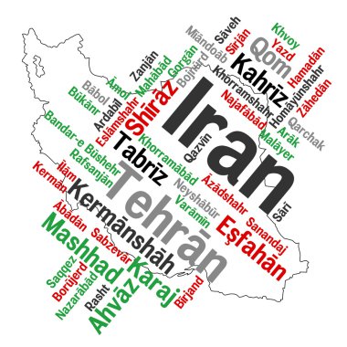 Iran map and cities clipart