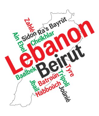 Lebanon map and cities clipart