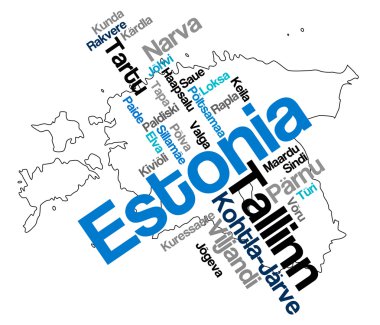 Estonia map and cities clipart