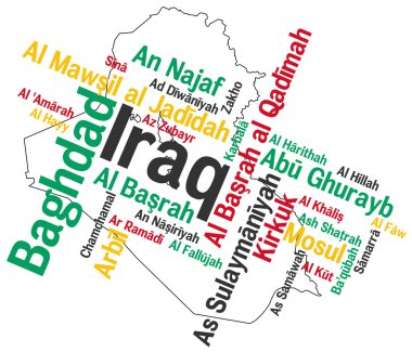 Iraq map and cities clipart